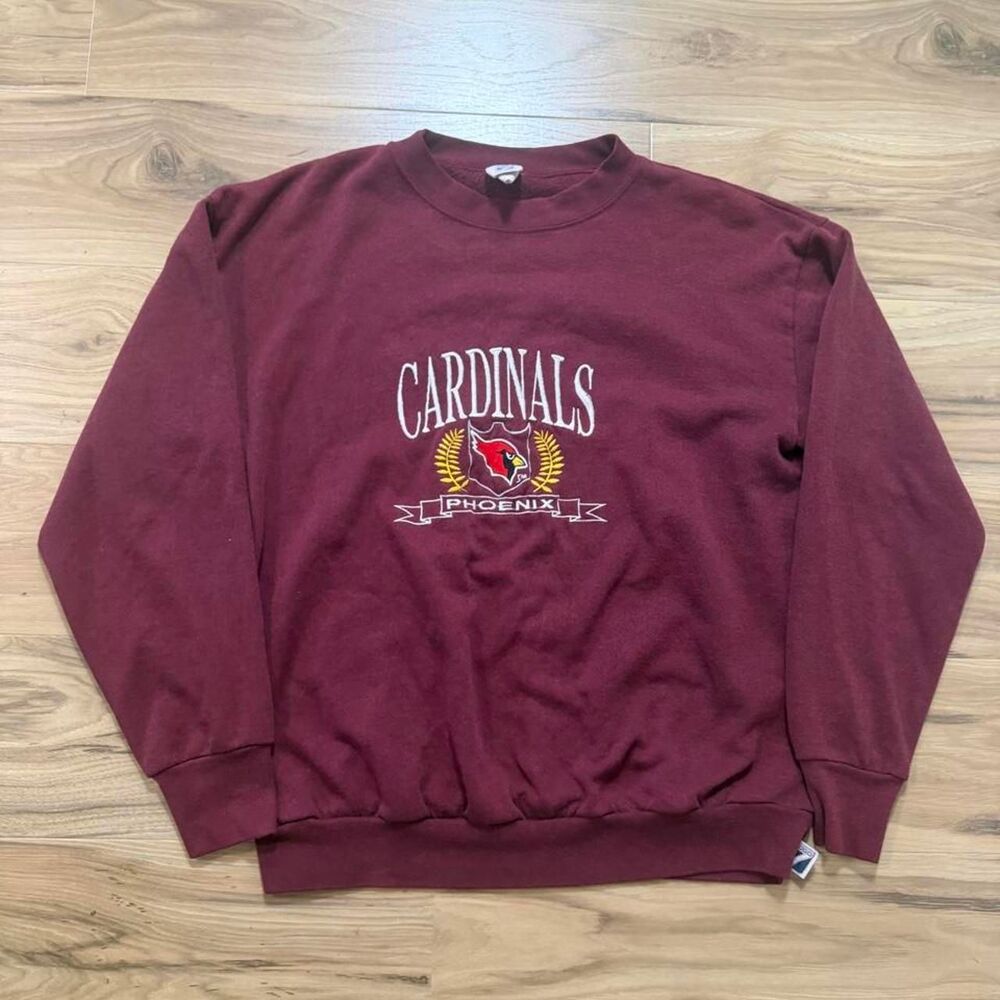 Vintage 90s Rare NFL Phoenix Cardinals burgundy Logo 7 sweatshirt embroidered XL